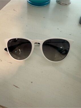 Ray-Ban White Frame Sunglasses with Dark Gradient Lenses